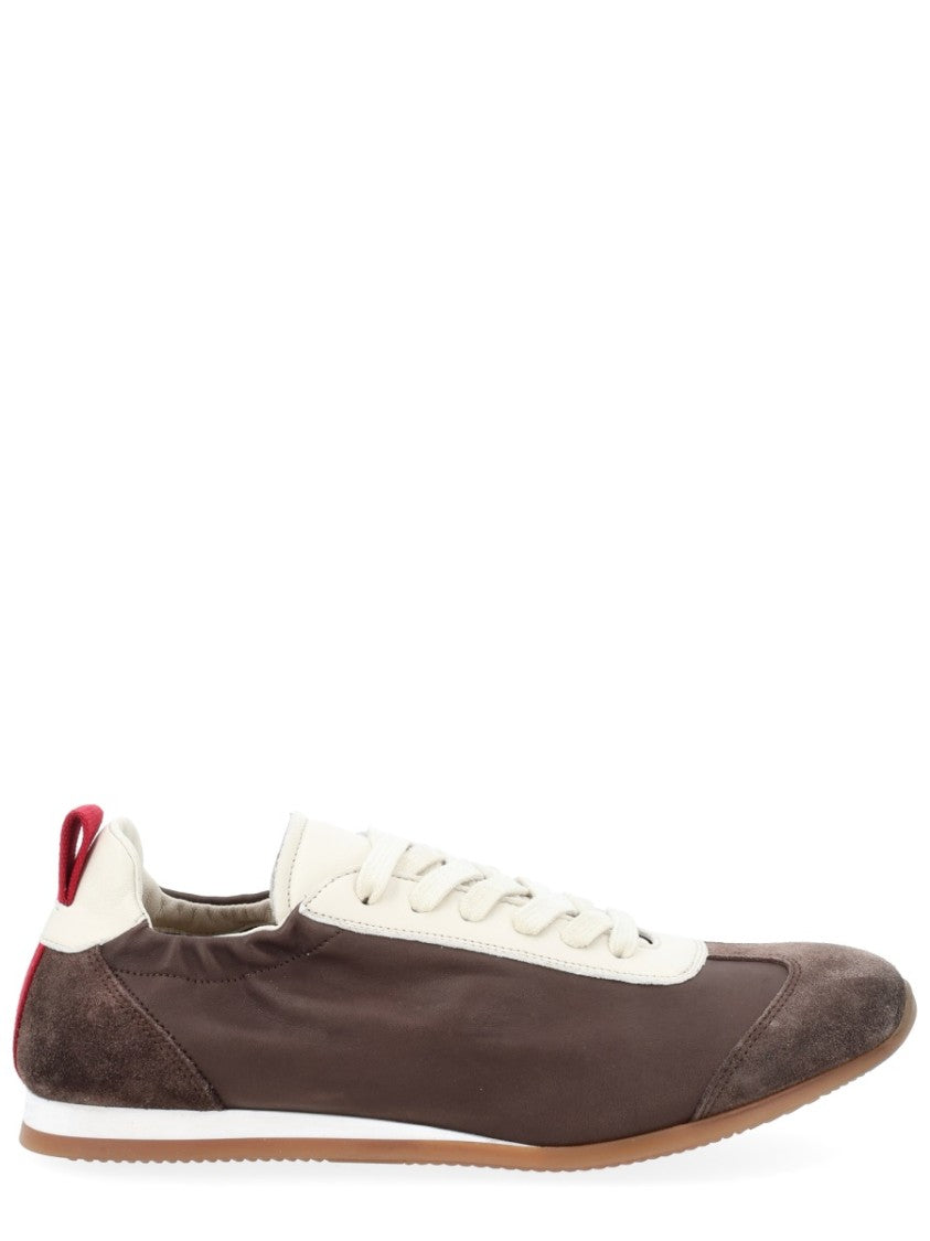 Uma Wang Brown Leather Suede Panels Sneakers