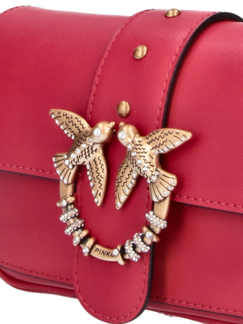Pinko Red Leather One Love Pocket Shoulder Bag