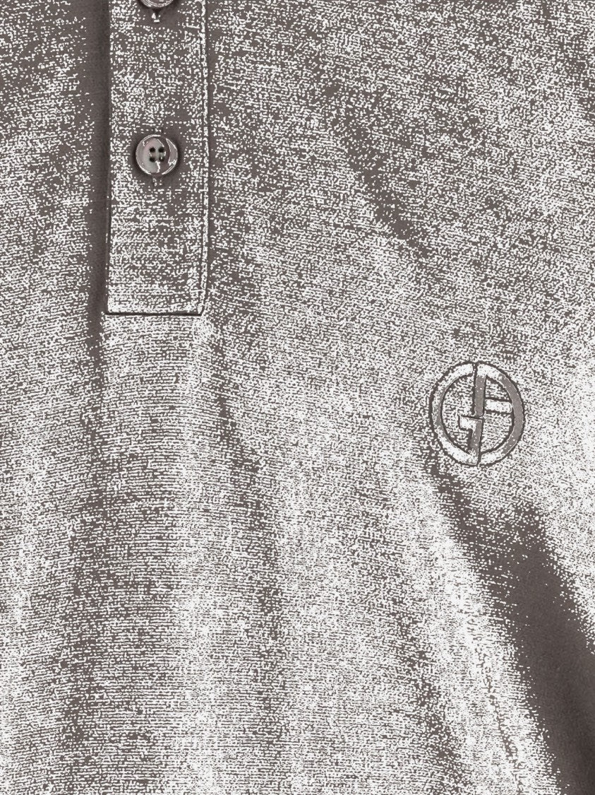 Giorgio Armani Silk And Linen Blend Polo Shirt With Logo