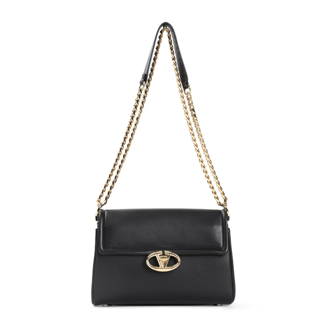 Valentino Leather Shoulder Bag With Gold-Tone Clasp