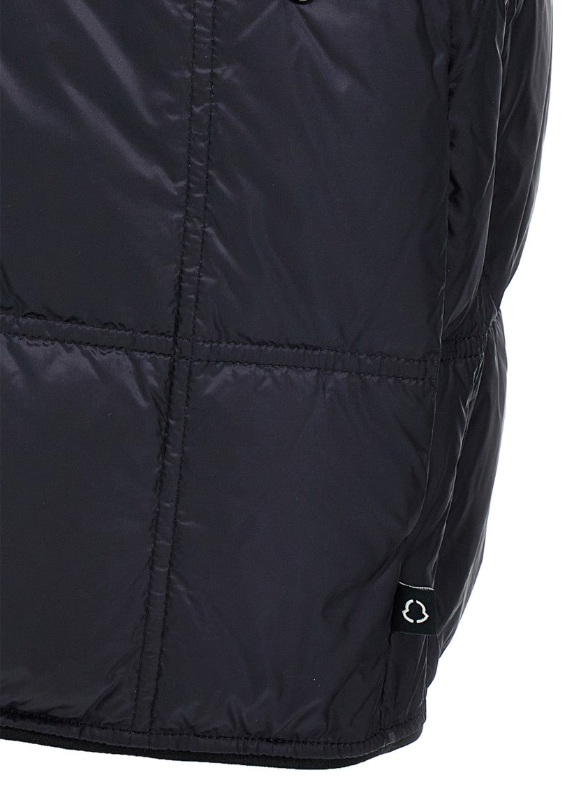 Moncler Genius Quilted Black Vest With Embroidered Details