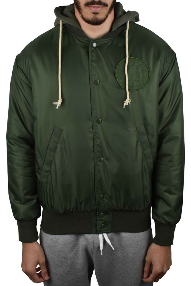 Autry Hooded Bomber Jacket With Embroidered Logos