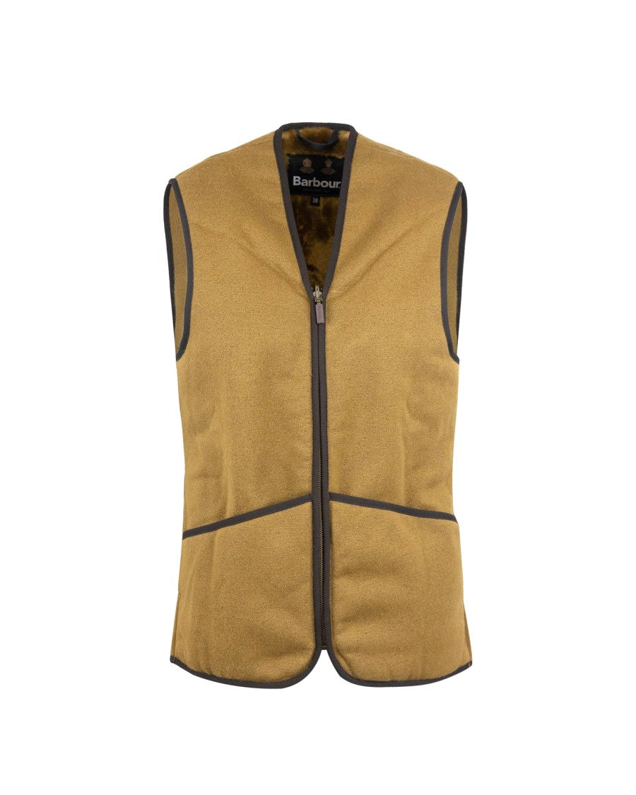 Barbour Brown Acrylic Fleece Vest With Defined Trimming