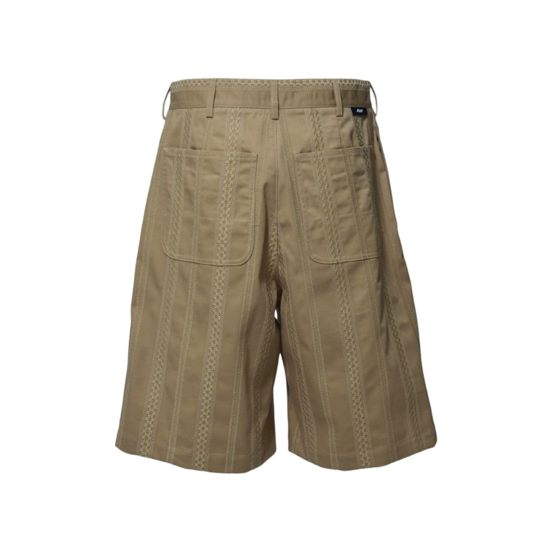 Msgm Camel Cotton Shorts With Embroidery