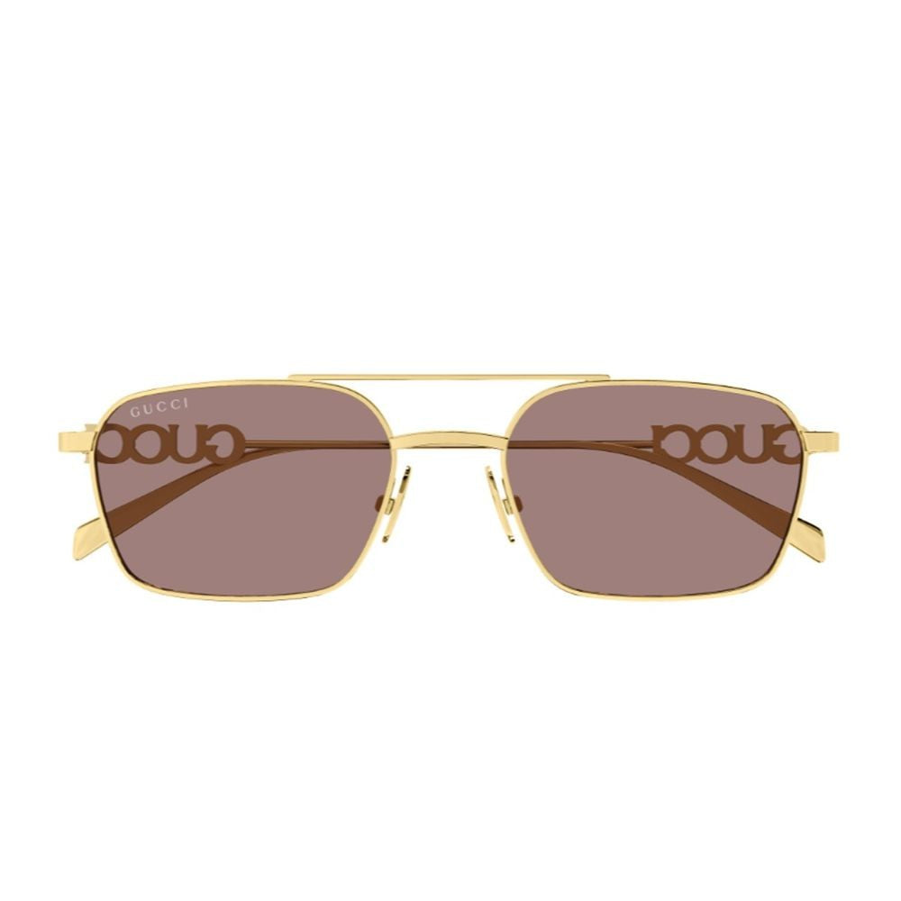 Gucci Gg1804s Linea Name Of Brand Rectangular Gold-Tone Metal Sunglasses