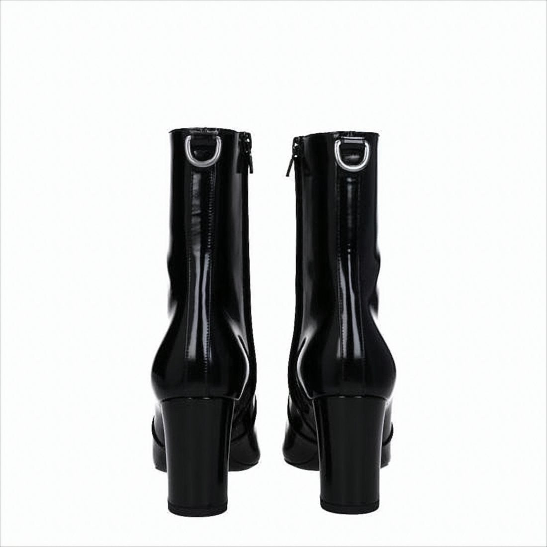 Saint Laurent Leather Ankle Boots With Pointed Toe