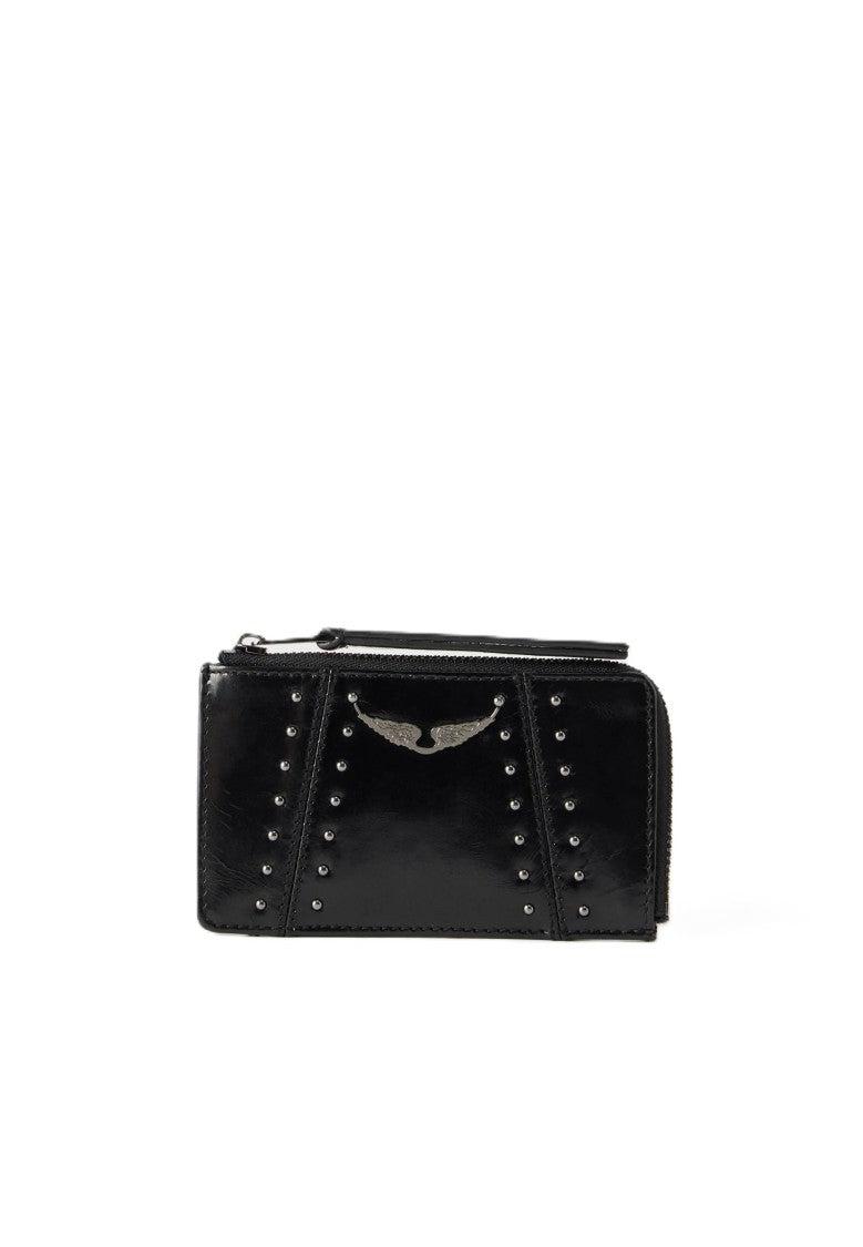 Zadig & Voltaire Rectangular Black Wallet With Silver Stud Detailing