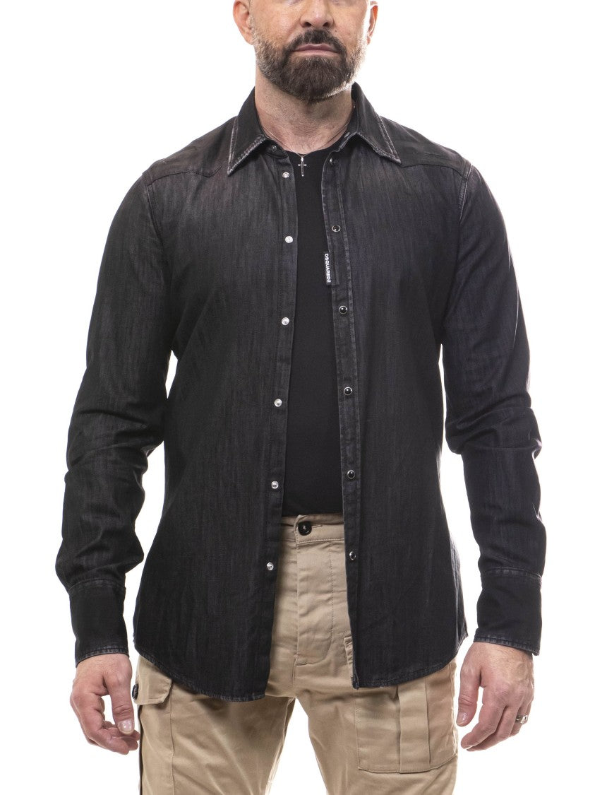 Dsquared2 Long-Sleeve Black Button-Up Shirt