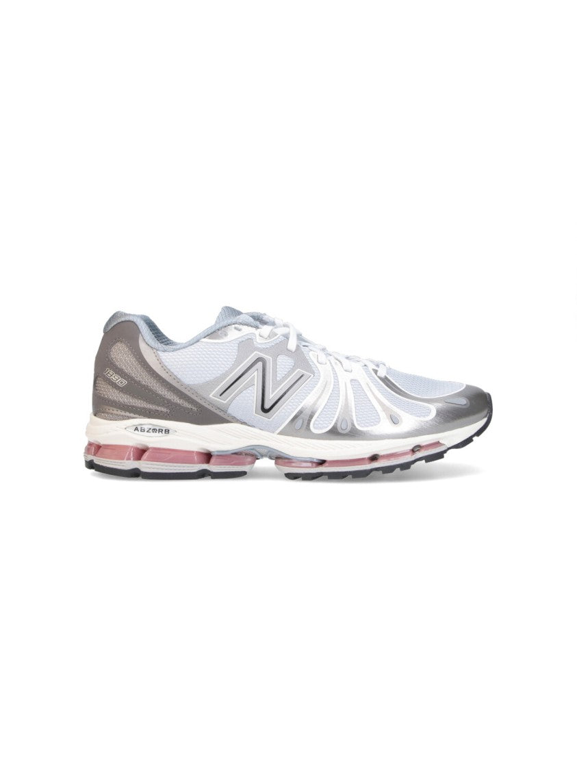 New Balance White Mesh Synthetic Performance Sneakers