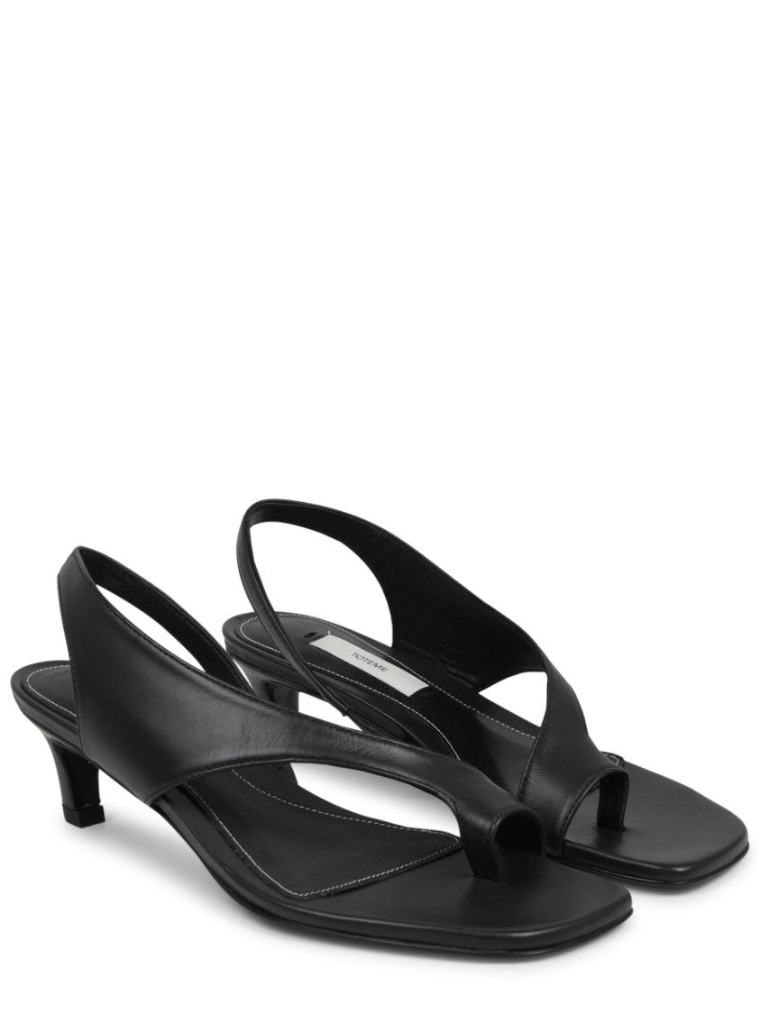 Totême Minimalist Black Heeled Sandal With Elegant Toe Loop