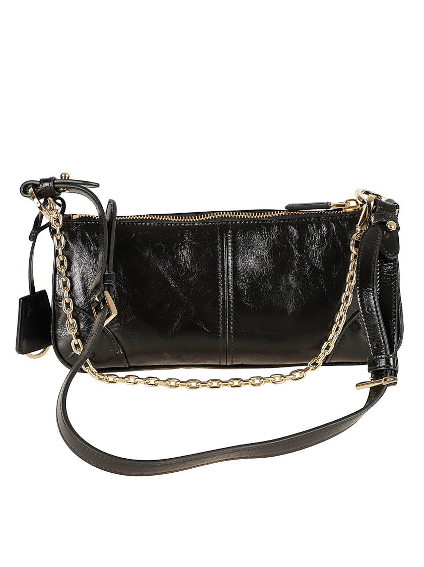 Prada Mirror-Finish Leather Bag With Brushed Accents