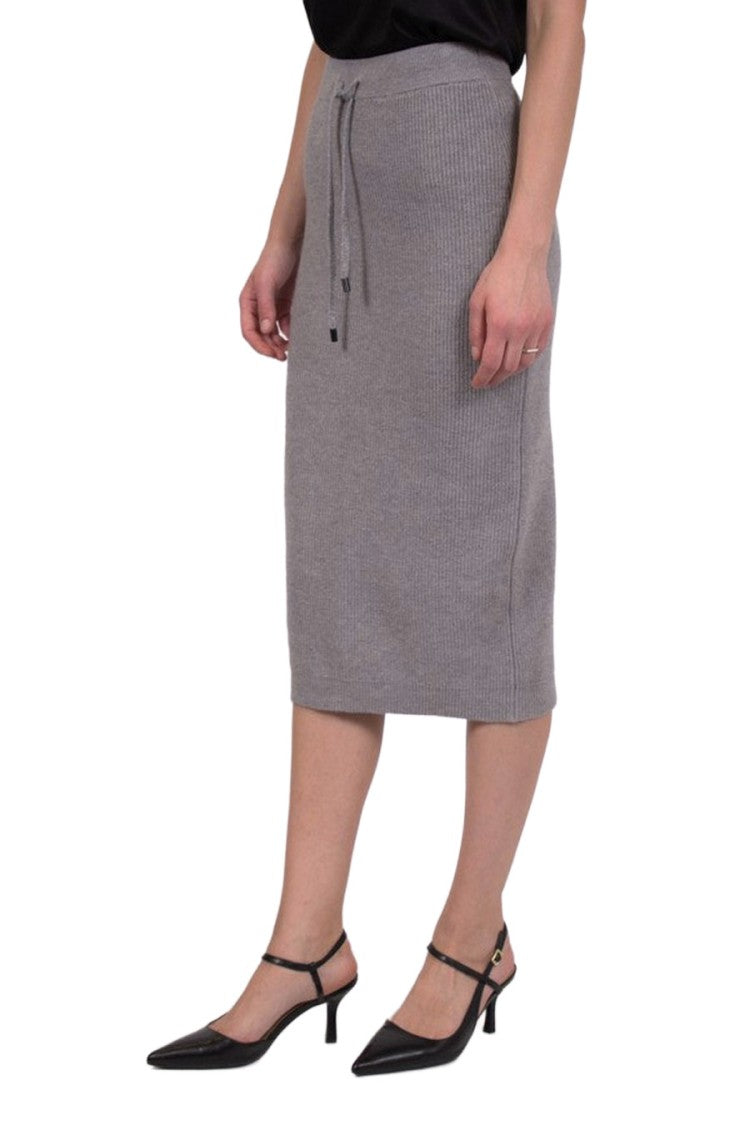 Peserico Grey Crepe Midi Skirt