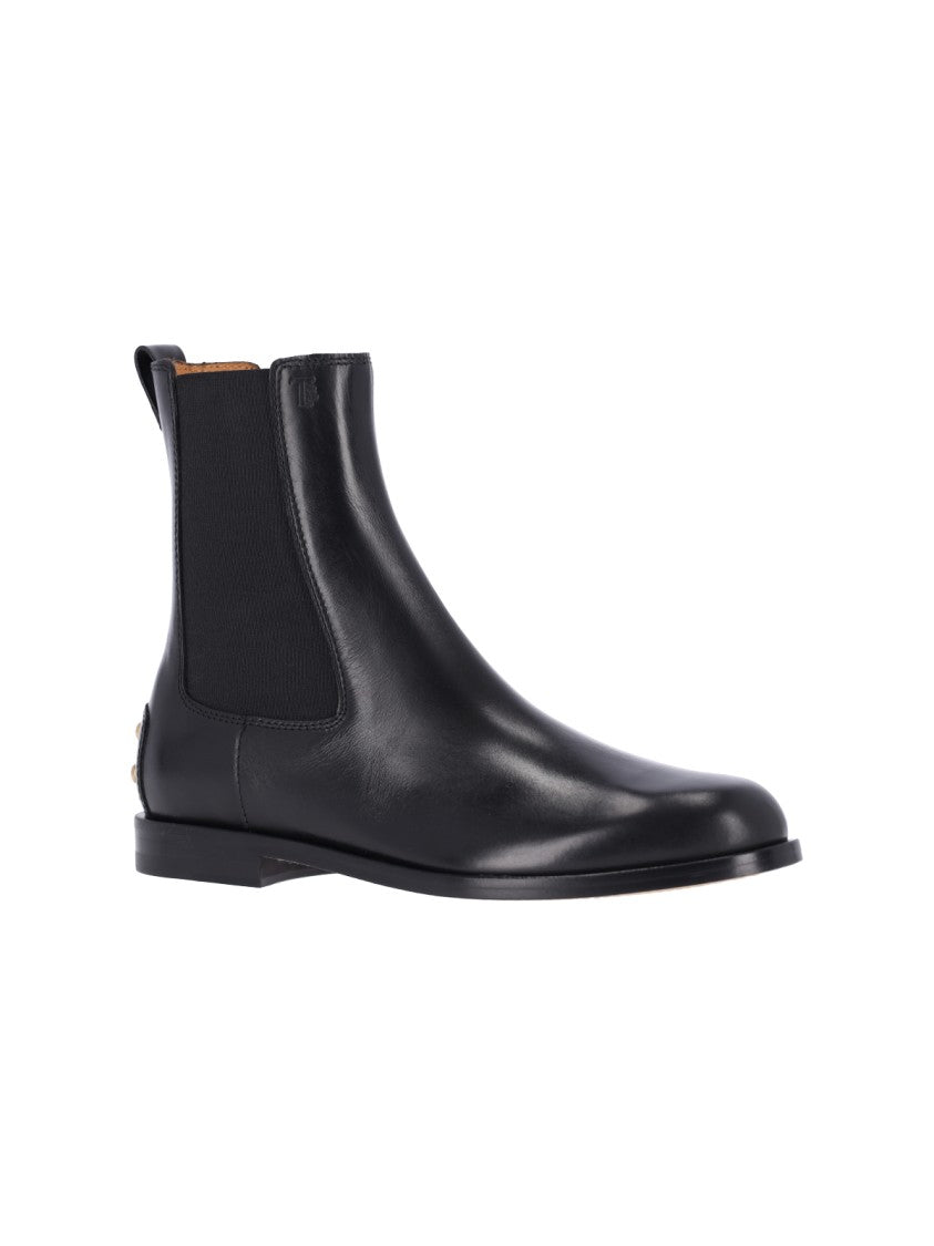 Tod's Gold-Stud Minimalist Leather Ankle Boots