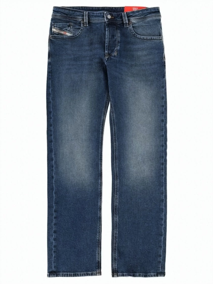 Diesel Regular Fit Straight-Leg Jeans With Medium Blue Wash