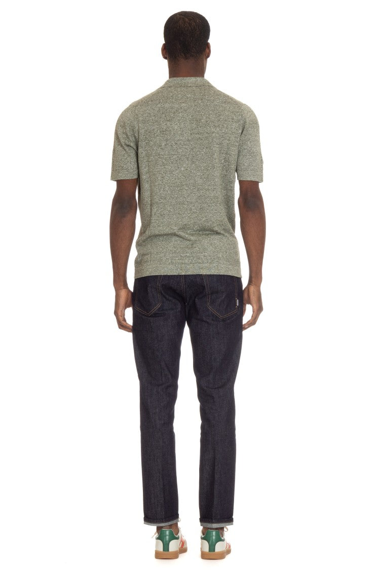 Gran Sasso Half-Sleeve Knitted Linen-Cotton Shirt