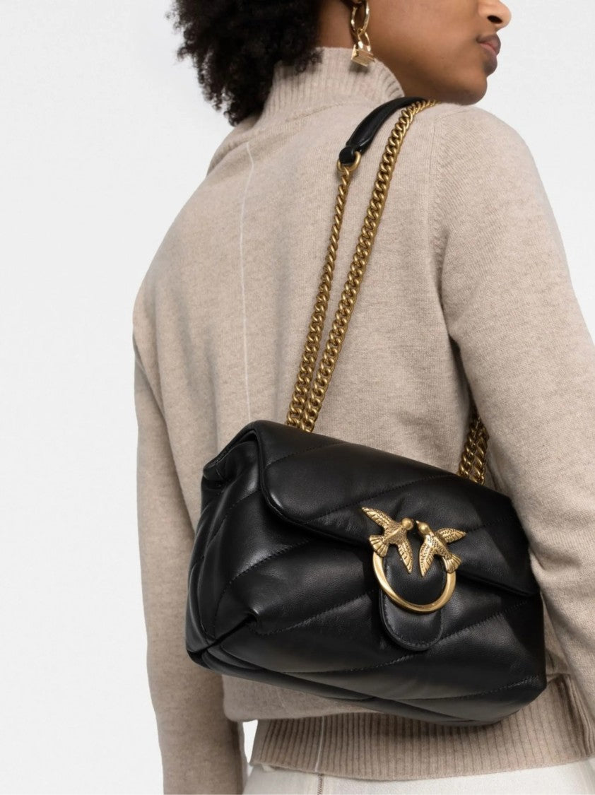 Pinko Quilted Shoulder Bag With Gold-Tone Bird Clasp