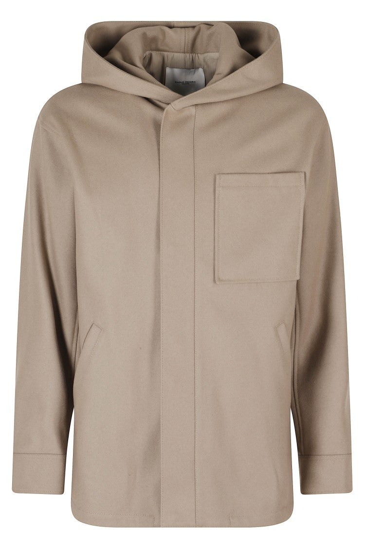 Paolo Pecora Short Hooded Jacket In Soft Wool Blend