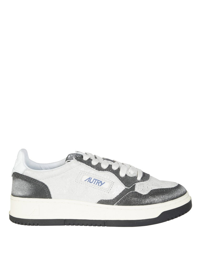Autry White Grey Overlays Low-Top Sneakers