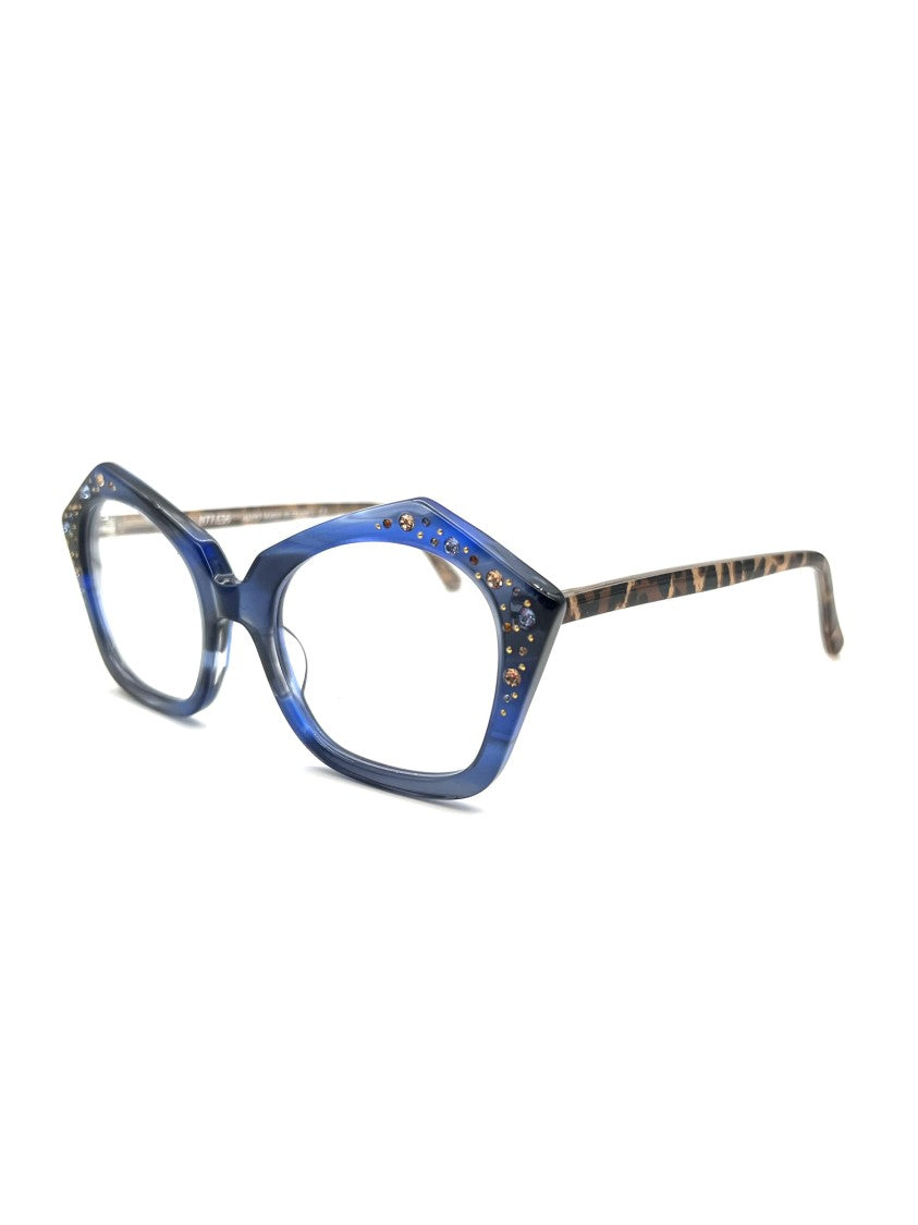 Francis Klein Blue Vienne Bold Geometric Frames