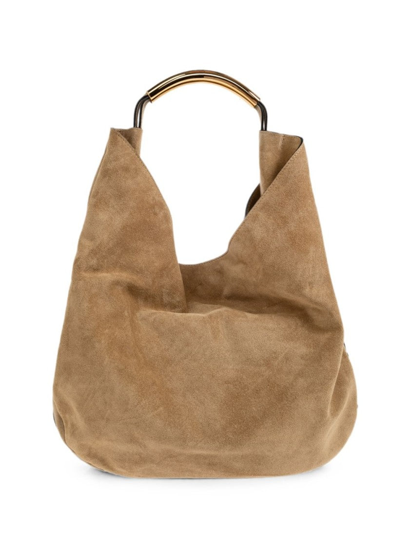Moschino Soft Suede Bag With Structured Gold-Tone Handle