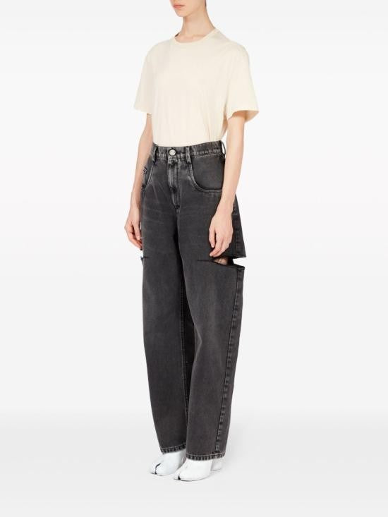 Maison Margiela High-Waisted Wide-Leg Jeans With Bold Cut-Out Details