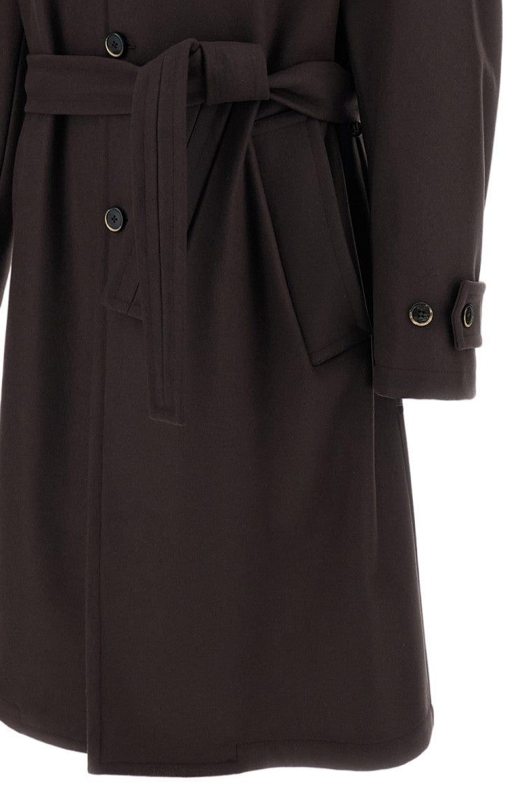 Barena Brown Paramar Melton Wool-Blend Belted Coat