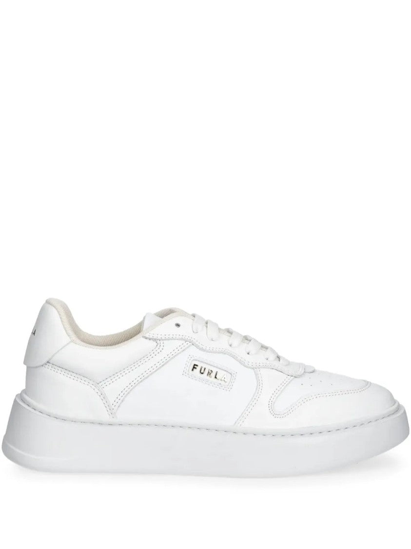 Furla Beige Lace-Up Sneakers With Cushioned Sole