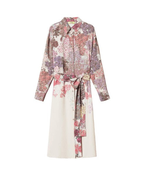 Twinset Actitude Floral Print Chemisier Dress With Satin Belt