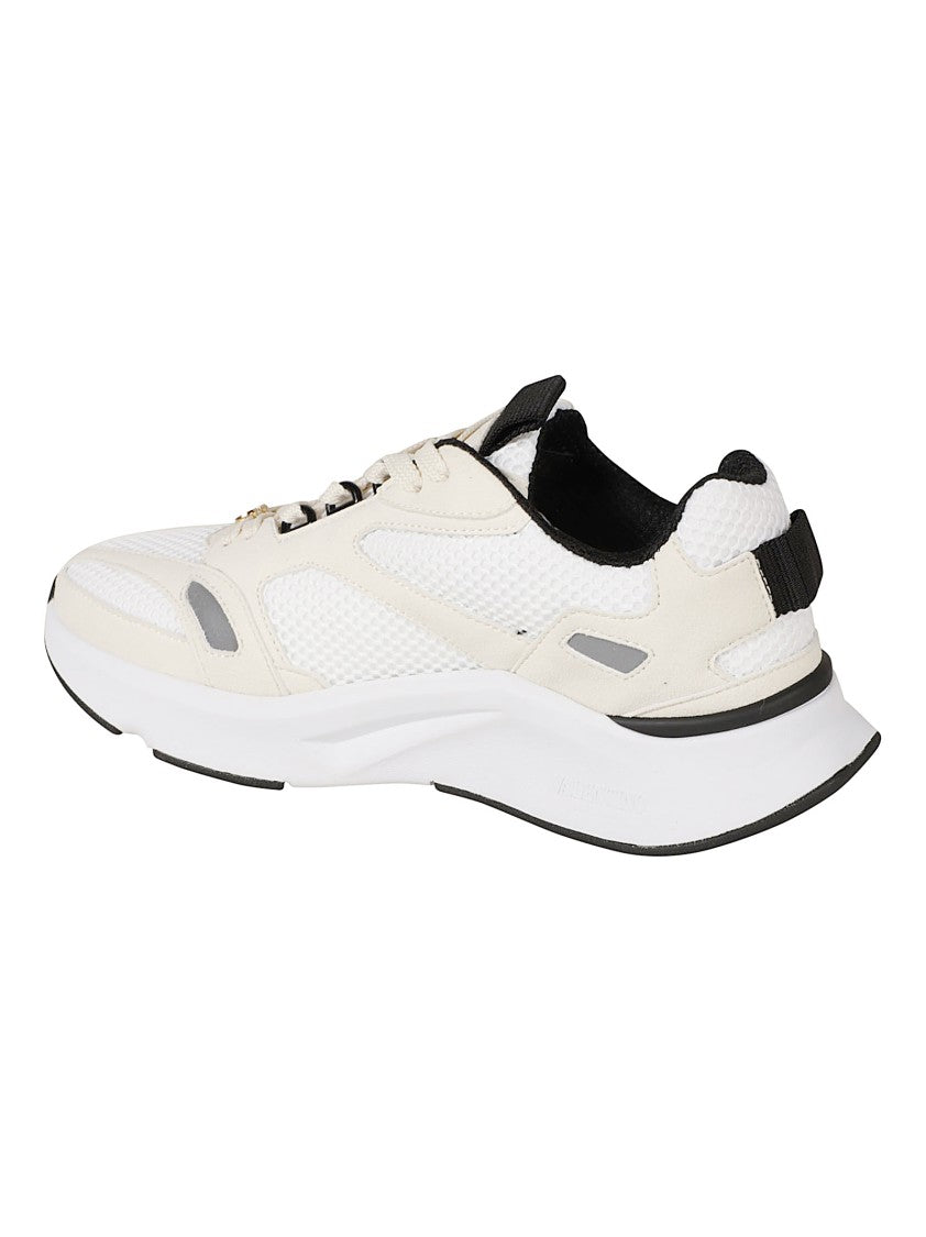Valentino Garavani Sporty Off-White Sneakers With Patterned Panels And Sculpted Sole