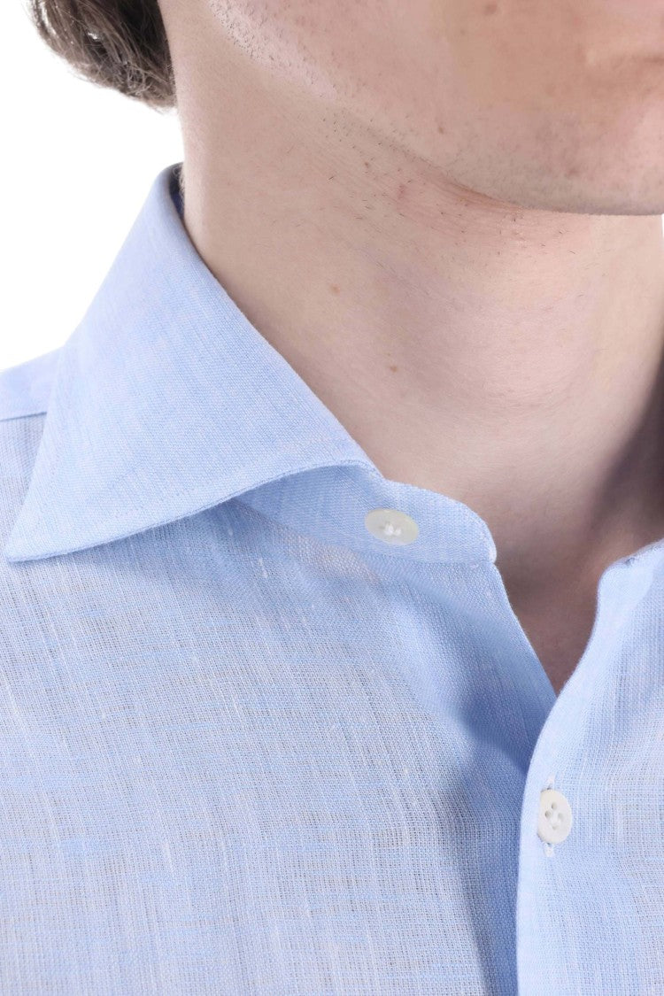 Borriello Light Blue Pure Linen Casual Shirt