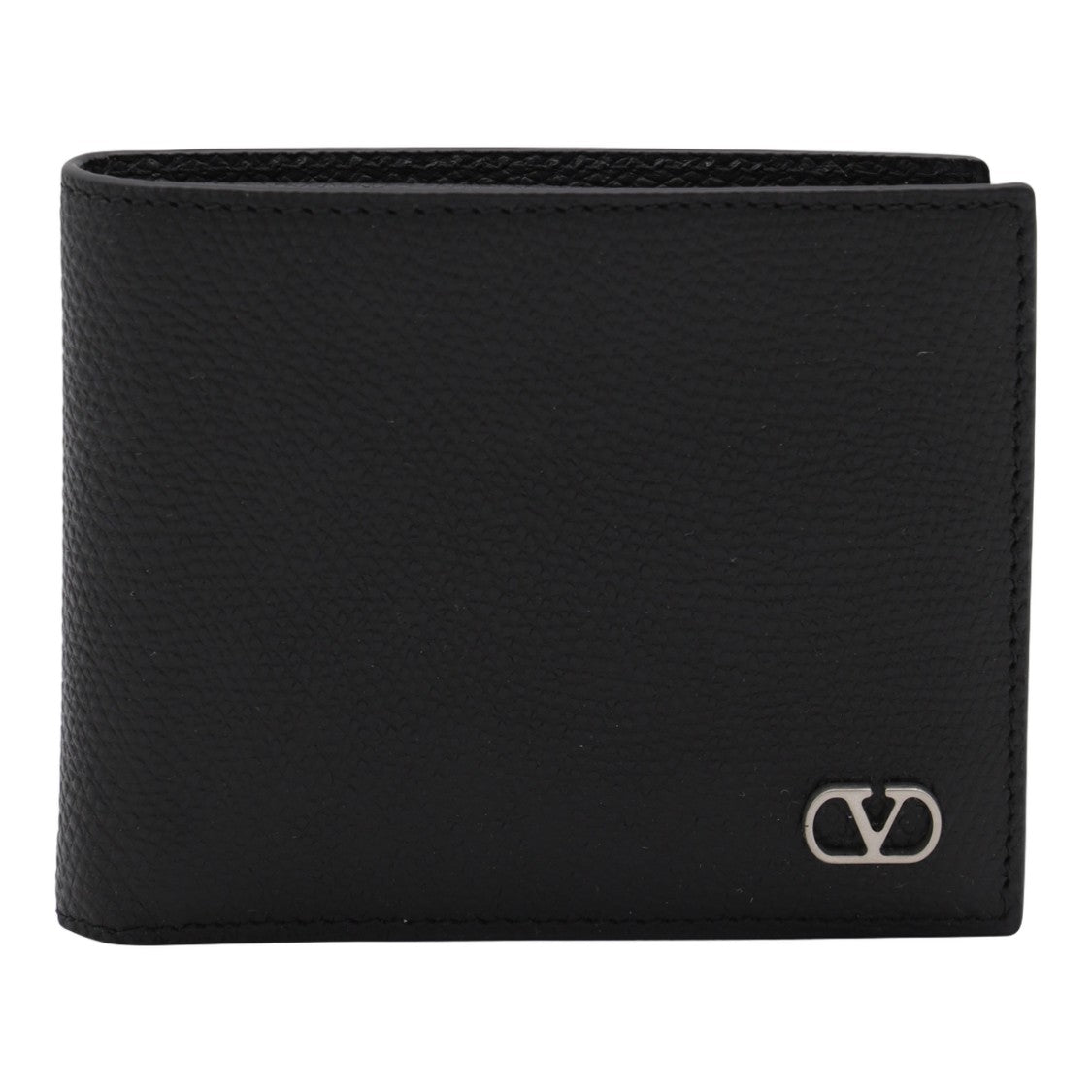 Valentino Garavani Textured Leather Bifold Wallet With Metallic Emblem