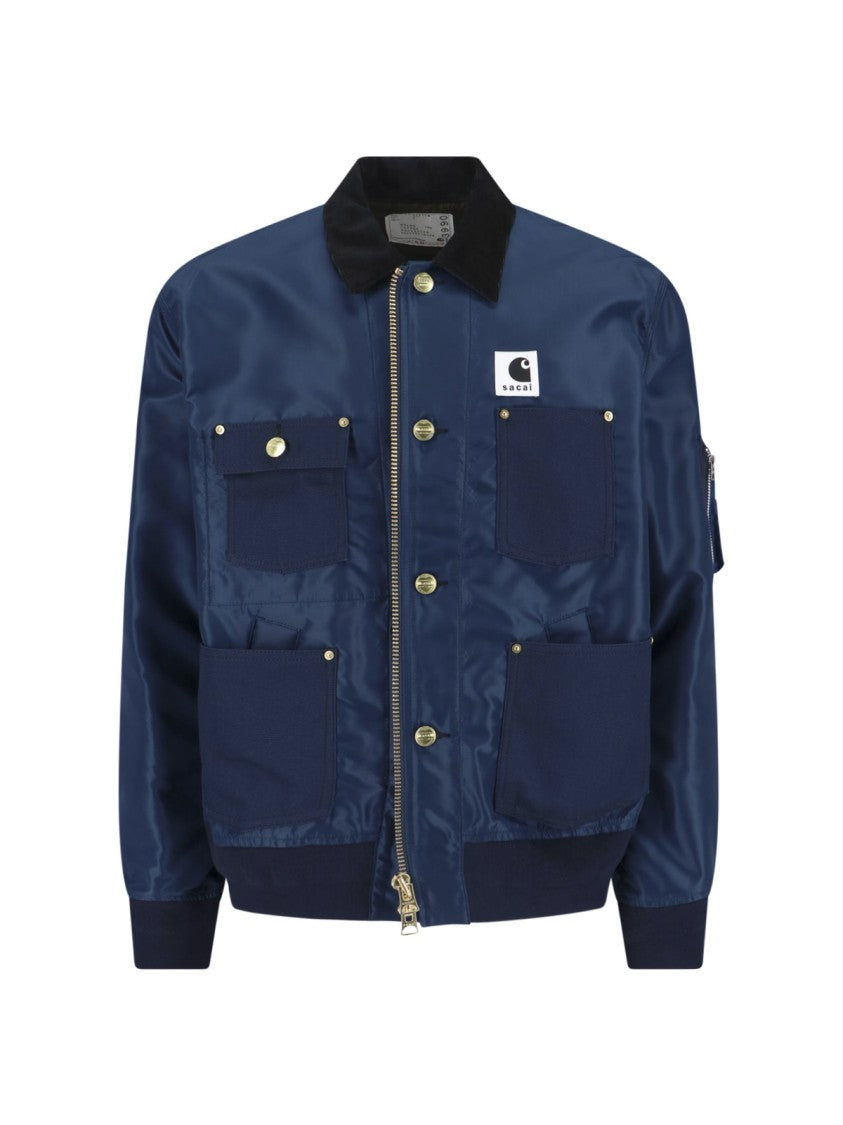 Sacai Detroit Canvas Ma-1 Jacket With Structured Silhouette And Contrast Detailing