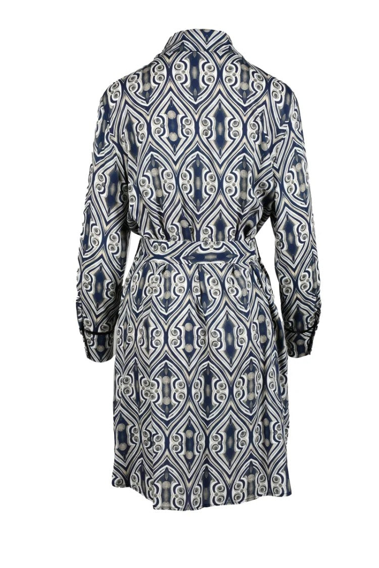 Lvl Level Vibes Level Blue Geometric Viscose Mini Dress