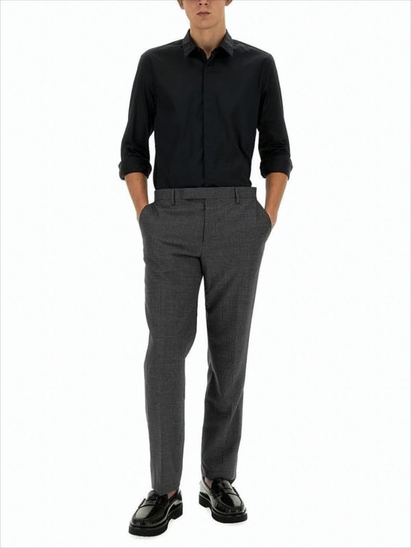 Pt Torino Long-Sleeve Black Cotton Shirt With Classic Collar And Tailored Fit