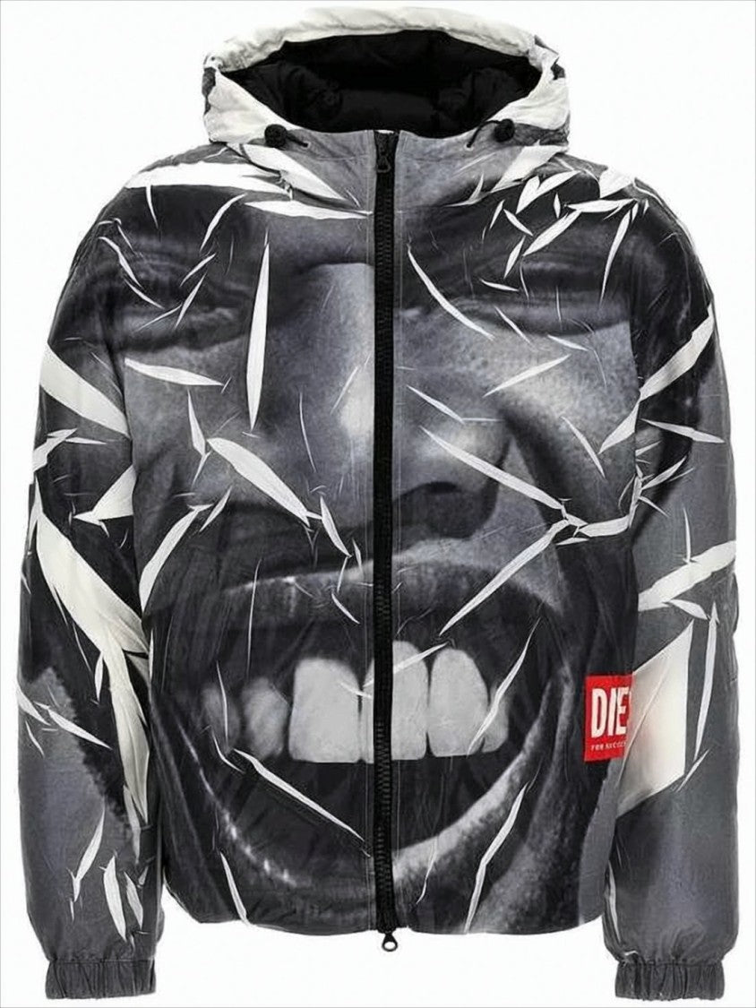 Diesel Padded Jacket With Bold Graphic Print