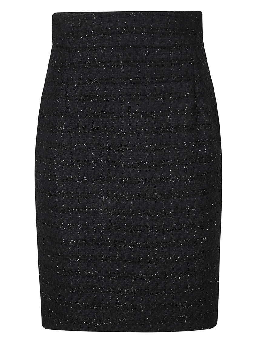 Tagliatore High-Waisted Fitted Black Skirt With Textured Pattern