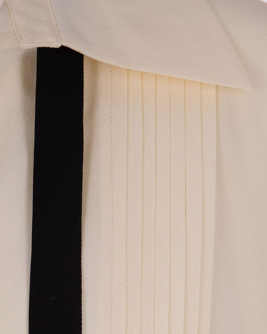 Max Mara Beige Colono Tie Detail Silk Blouse