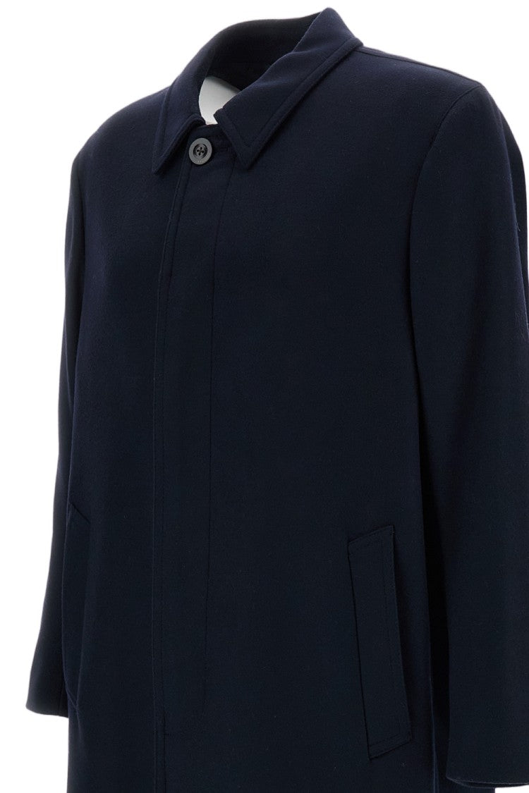 Boglioli Blue Loden Wool Shirt Collar Coat