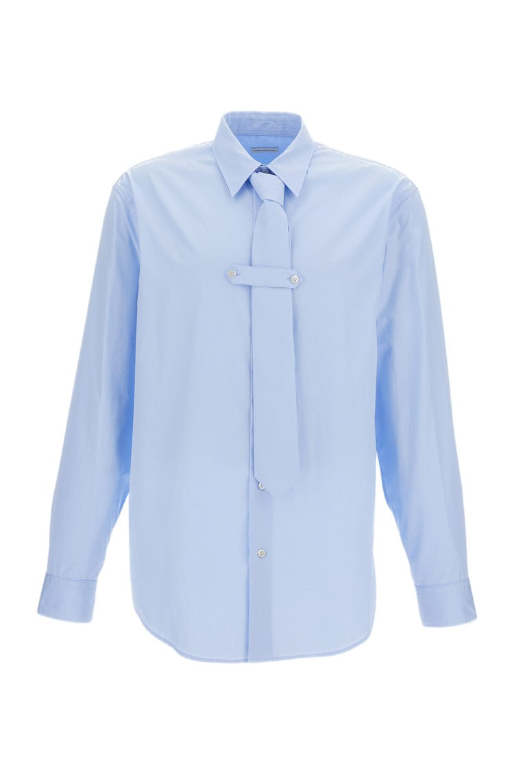 Dries Van Noten Light Blue Long Sleeve Shirt With Detachable Tie