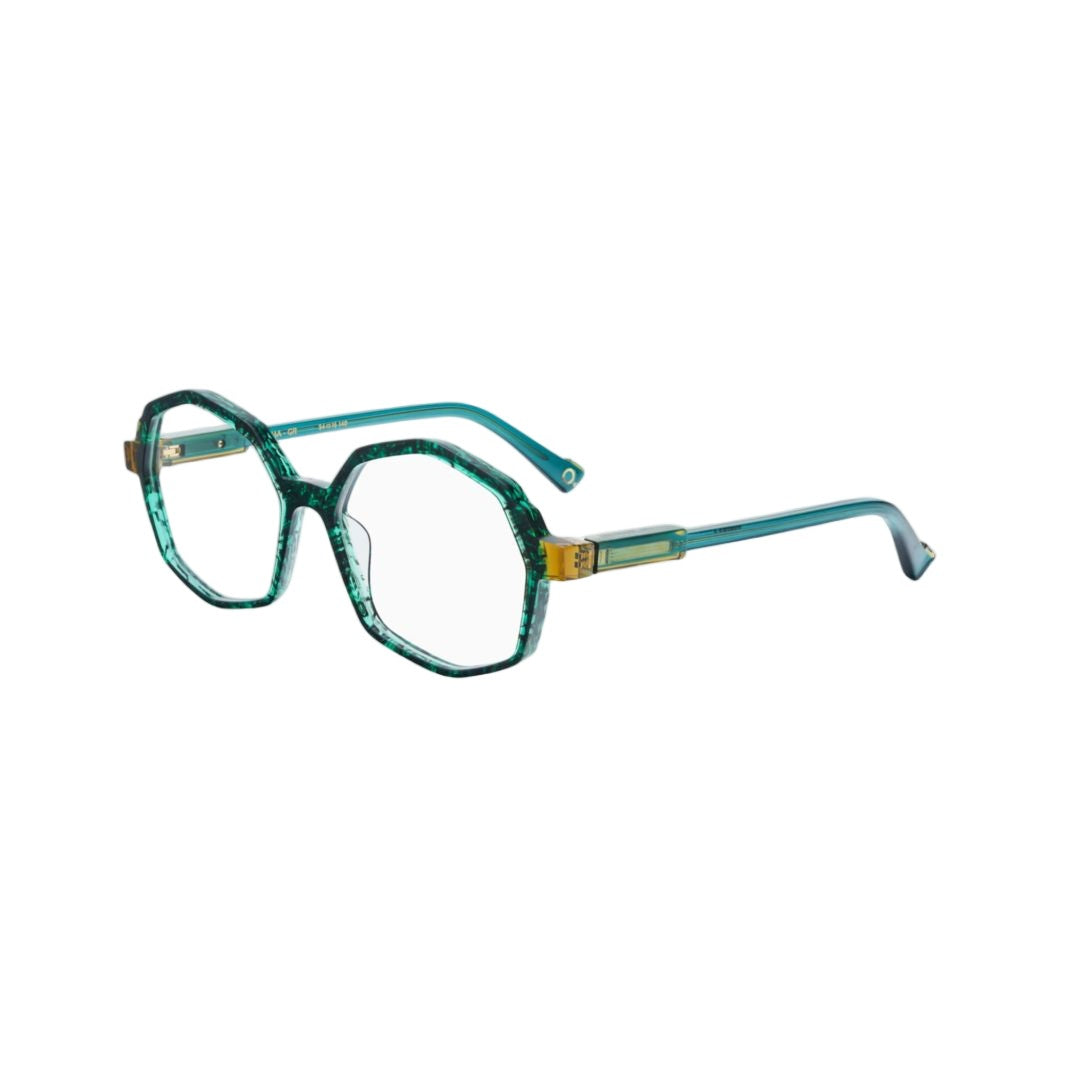 Etnia Barcelona Parma Marbled Green Octagonal Frame Eyeglasses With Translucent Temples