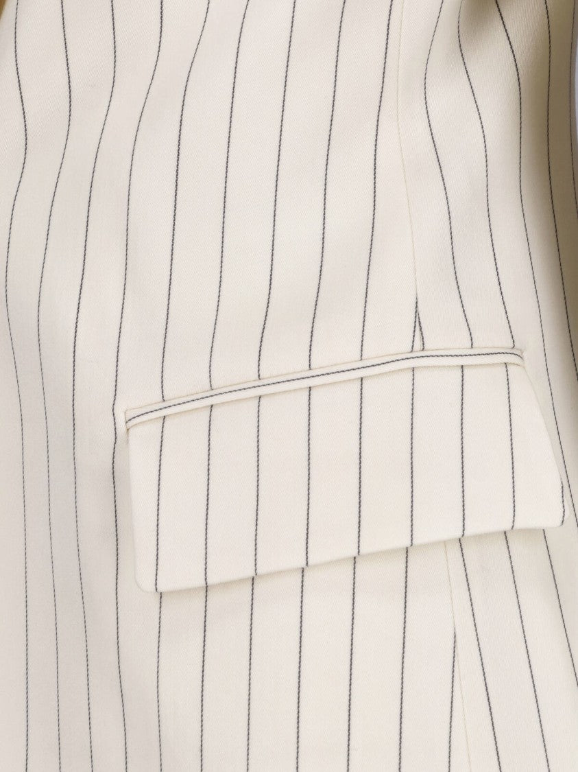 Dondup White Gessato Wool Pinstripe Blazer