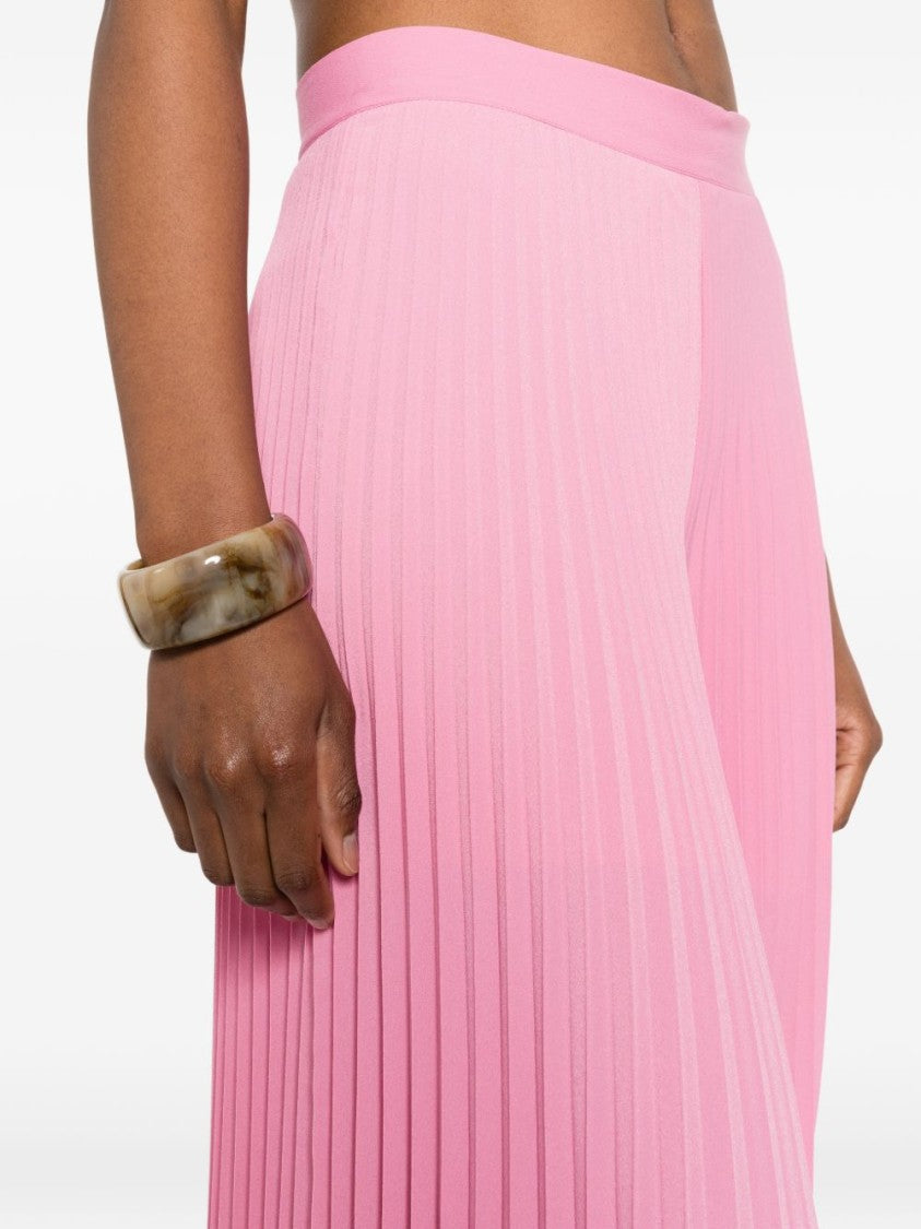 Twin-Set Pink Pleated Scalloped Wide-Leg Pants