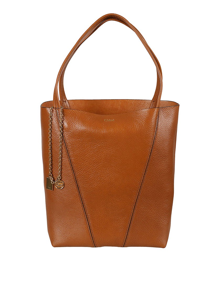 Chloé Shiny Grained Cowhide Spin Tote Bag