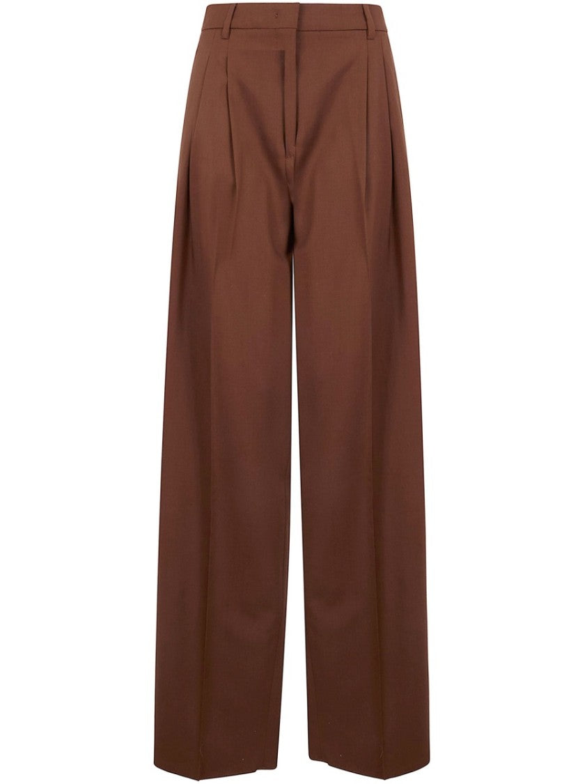 Max Mara Wide-Leg Virgin Wool Pants With High Waist And Pleated Front