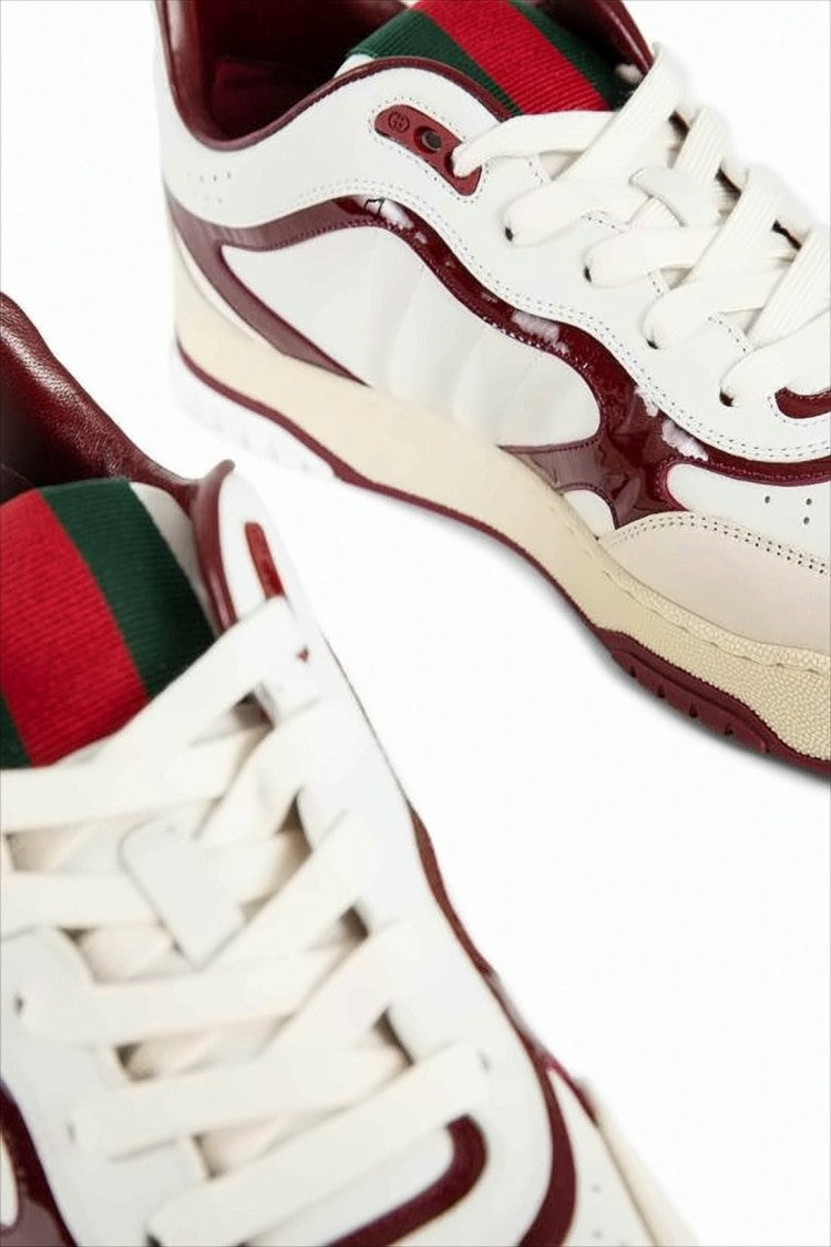 Gucci Low-Top Sneakers With Burgundy Patent Overlays