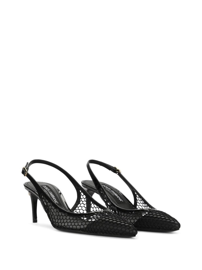Dolce & Gabbana Black Low-Heeled Slingback Shoes
