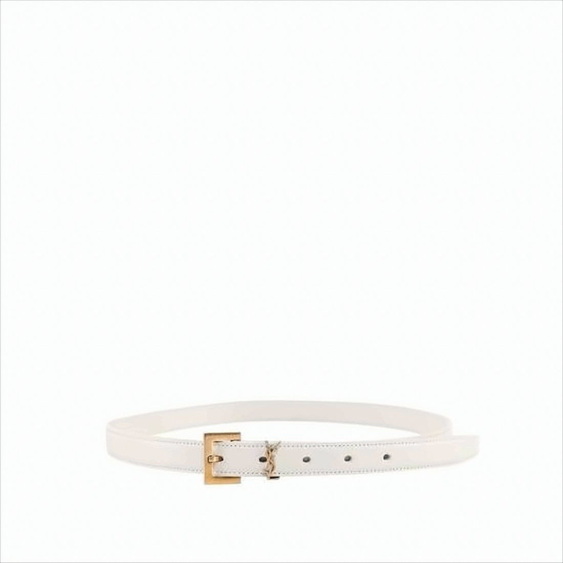 Saint Laurent Calf Leather Belt With Rectangular Brass Buckle