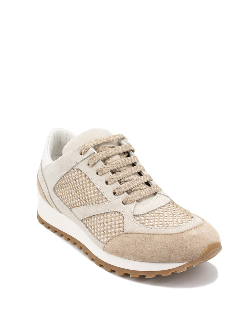 Panicale Contrasting Textures And Elevated Sole Sneakers