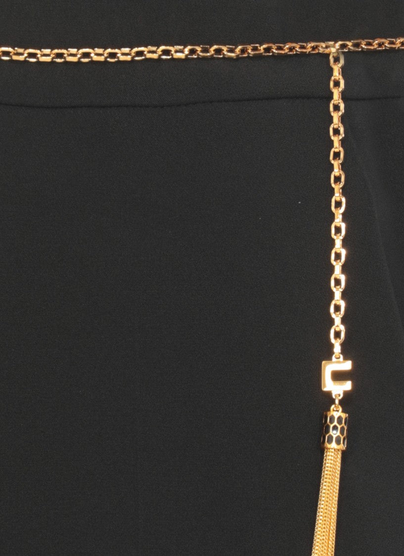 Elisabetta Franchi Tailored Crêpe Shorts With Decorative Gold Chain