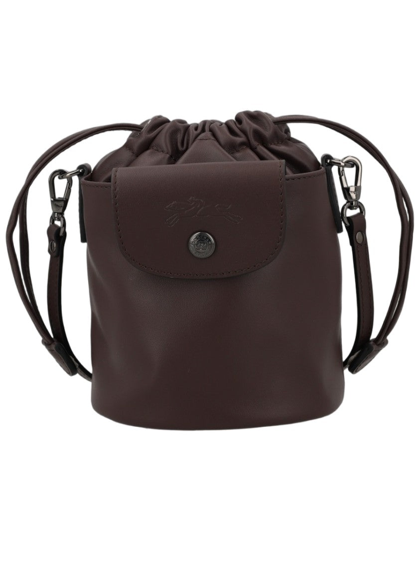 Longchamp Small Bucket-Style Leather Bag With Drawstring Closure